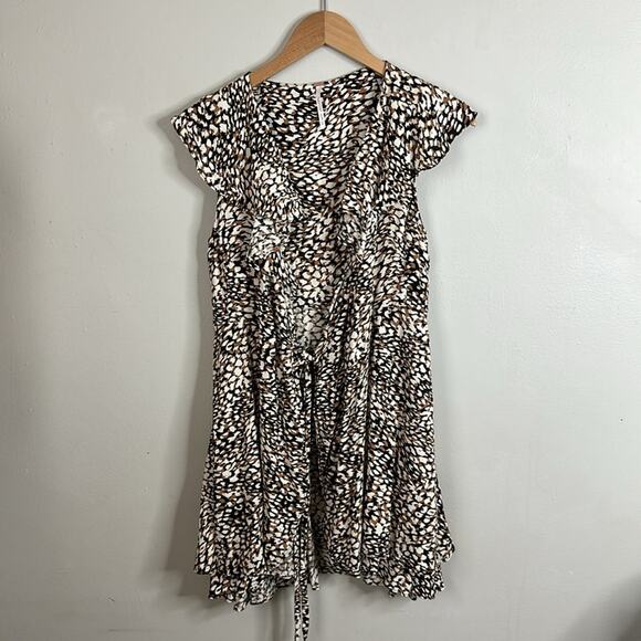 Free People Leopard Print Mini Dress XS Wrap Boho Party Y2K Retro - Picture 7 of 9